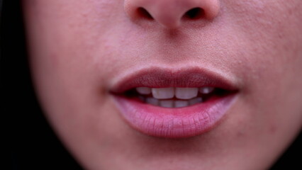Fototapeta premium Woman lips and mouth. Macro closeup female lips