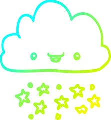 cold gradient line drawing cartoon storm cloud