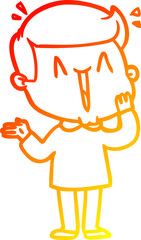 warm gradient line drawing cartoon excited man