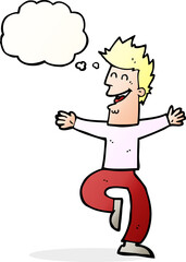 Fototapeta premium cartoon laughing man with thought bubble