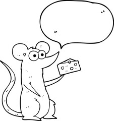 speech bubble cartoon mouse with cheese