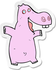 sticker of a cartoon hippo