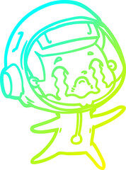 cold gradient line drawing cartoon crying astronaut