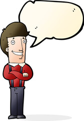 cartoon proud man with speech bubble