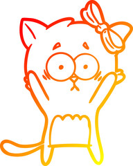 warm gradient line drawing cartoon cat