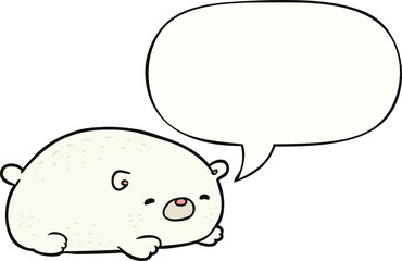 cute cartoon polar bear and speech bubble