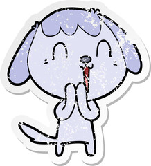 distressed sticker of a cute cartoon dog