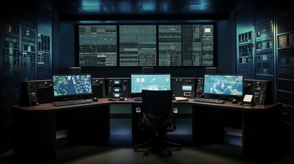Naklejka premium computer control room