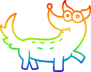 rainbow gradient line drawing cartoon dog