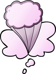 cartoon decorative cloud and thought bubble in smooth gradient style