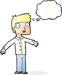 cartoon shocked man with thought bubble