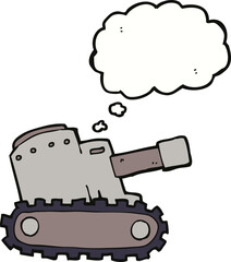 cartoon army tank with thought bubble