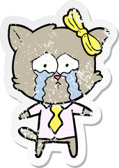 distressed sticker of a cartoon cat
