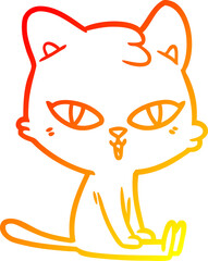 warm gradient line drawing cartoon cat