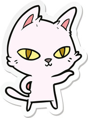 sticker of a cartoon cat staring