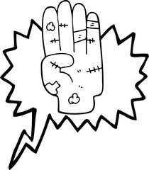 speech bubble cartoon injured hand