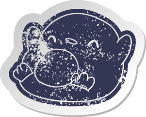 distressed old sticker kawaii of a cute penguin