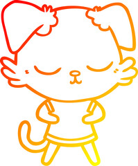 warm gradient line drawing cute cartoon dog