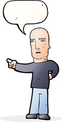 cartoon tough guy pointing with speech bubble