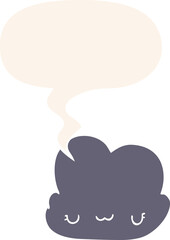 cute cartoon cloud and speech bubble in retro style