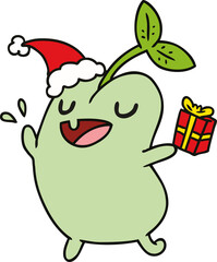 christmas cartoon of kawaii seed