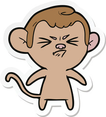 sticker of a cartoon angry monkey