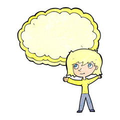 cartoon woman with text cloud space