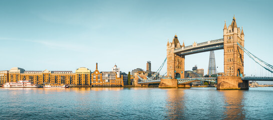 the famous tower bridge of london during sunrise