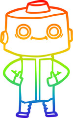 rainbow gradient line drawing cartoon robot