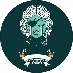 crying orc rogue character with natural one roll icon