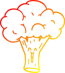 warm gradient line drawing cartoon broccoli