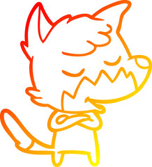 warm gradient line drawing friendly cartoon fox