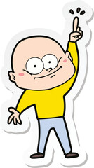 sticker of a cartoon bald man staring