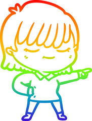 rainbow gradient line drawing cartoon woman
