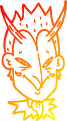 Fototapeta premium warm gradient line drawing cartoon devil face