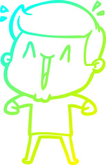 cold gradient line drawing cartoon excited man