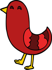 cartoon doodle red bird