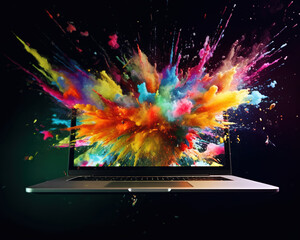 Laptop explodes with colorful powder