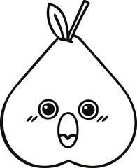 line drawing cartoon green pear