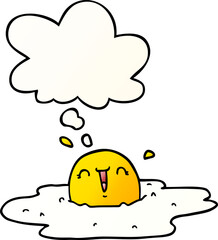 cartoon fried egg and thought bubble in smooth gradient style