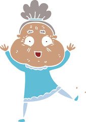 cartoon doodle dancing old lady