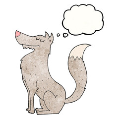 thought bubble textured cartoon wolf