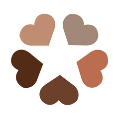 Different hearts with skin color diversity black history month vector illustration