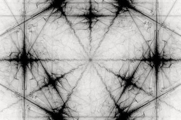 Black pattern of crooked waves on a white background. Abstract fractal 3D rendering