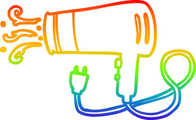 rainbow gradient line drawing electric hairdryer