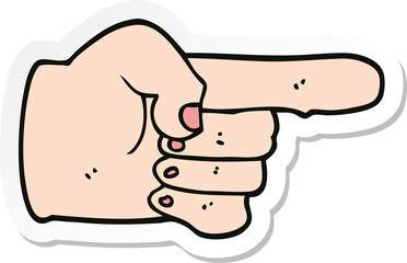 sticker of a cartoon pointing hand