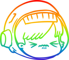 rainbow gradient line drawing cartoon stressed astronaut face