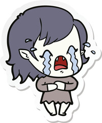 sticker of a cartoon crying vampire girl