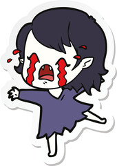 sticker of a cartoon crying vampire girl