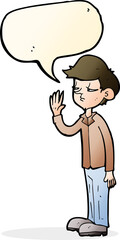 cartoon arrogant boy with speech bubble